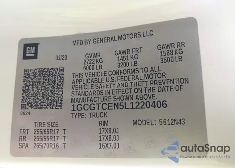 2020 Chevrolet Colorado 4Wd Short Box Lt из США, поврежденный, VIN 1GCGTCEN5L1220406